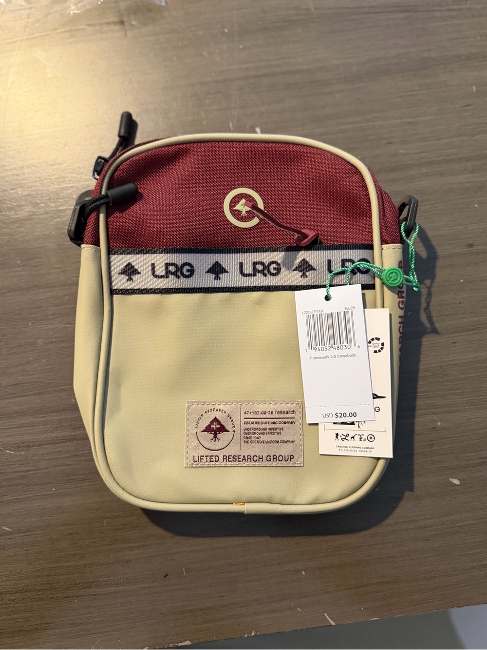 LRG Beige and Burgundy Crossbody Shoulder Bag